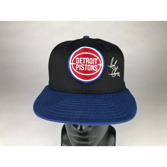 VTG AJD Mens Black Blue Detroit Pistons Isaiah Thomas Snapback Hat Size One Size - Picture 1 of 6